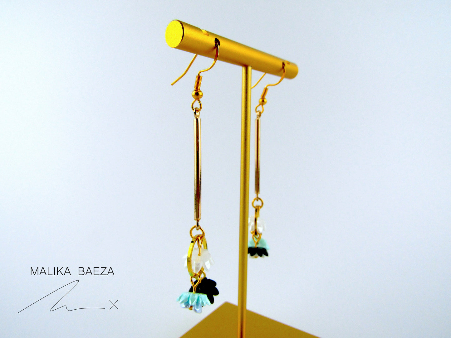 Green Water Lily Dangle Earrings