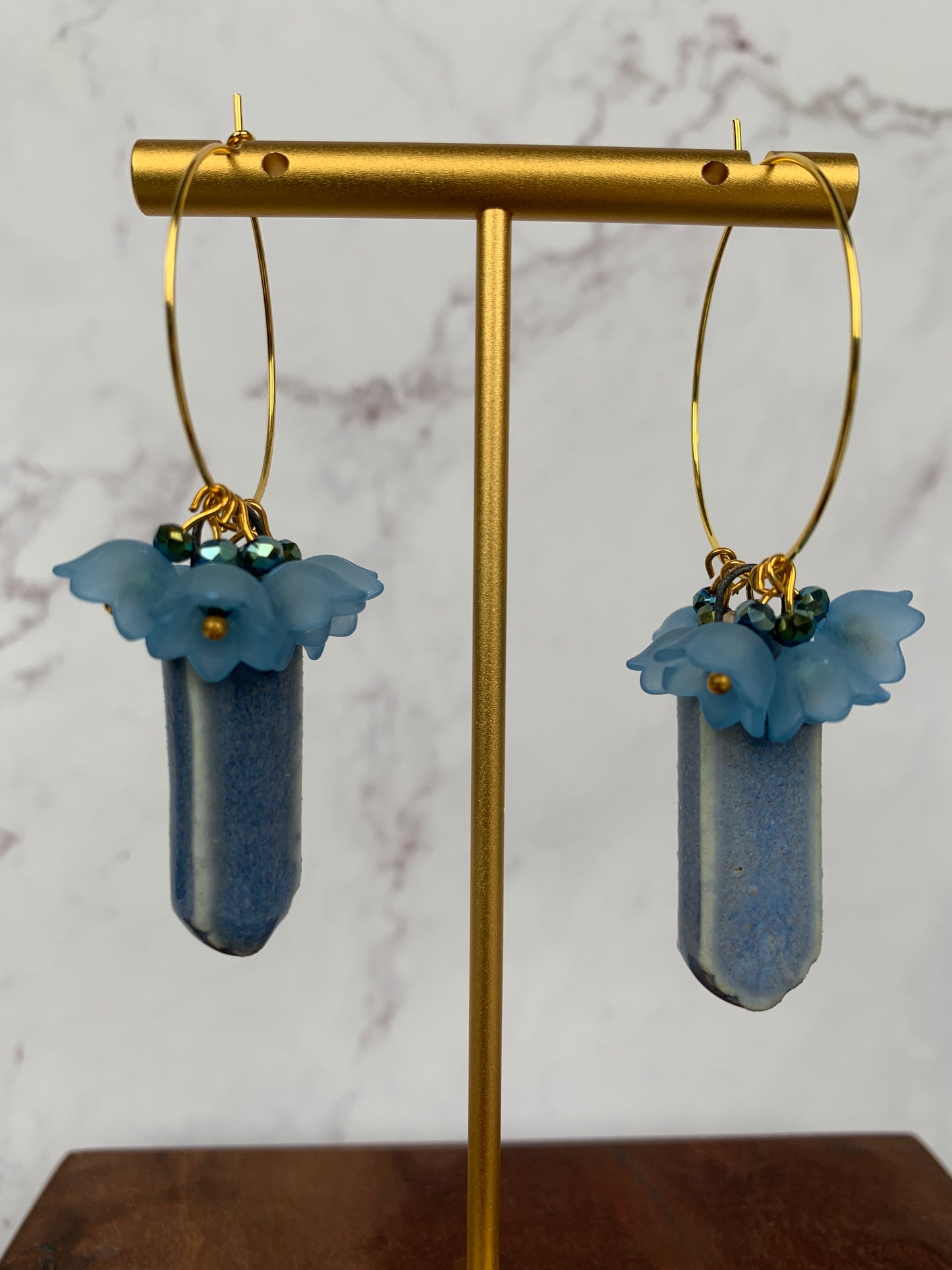 Blue porcelain lily of the valley hoops