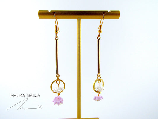 Small Purple Water Lily Earrings