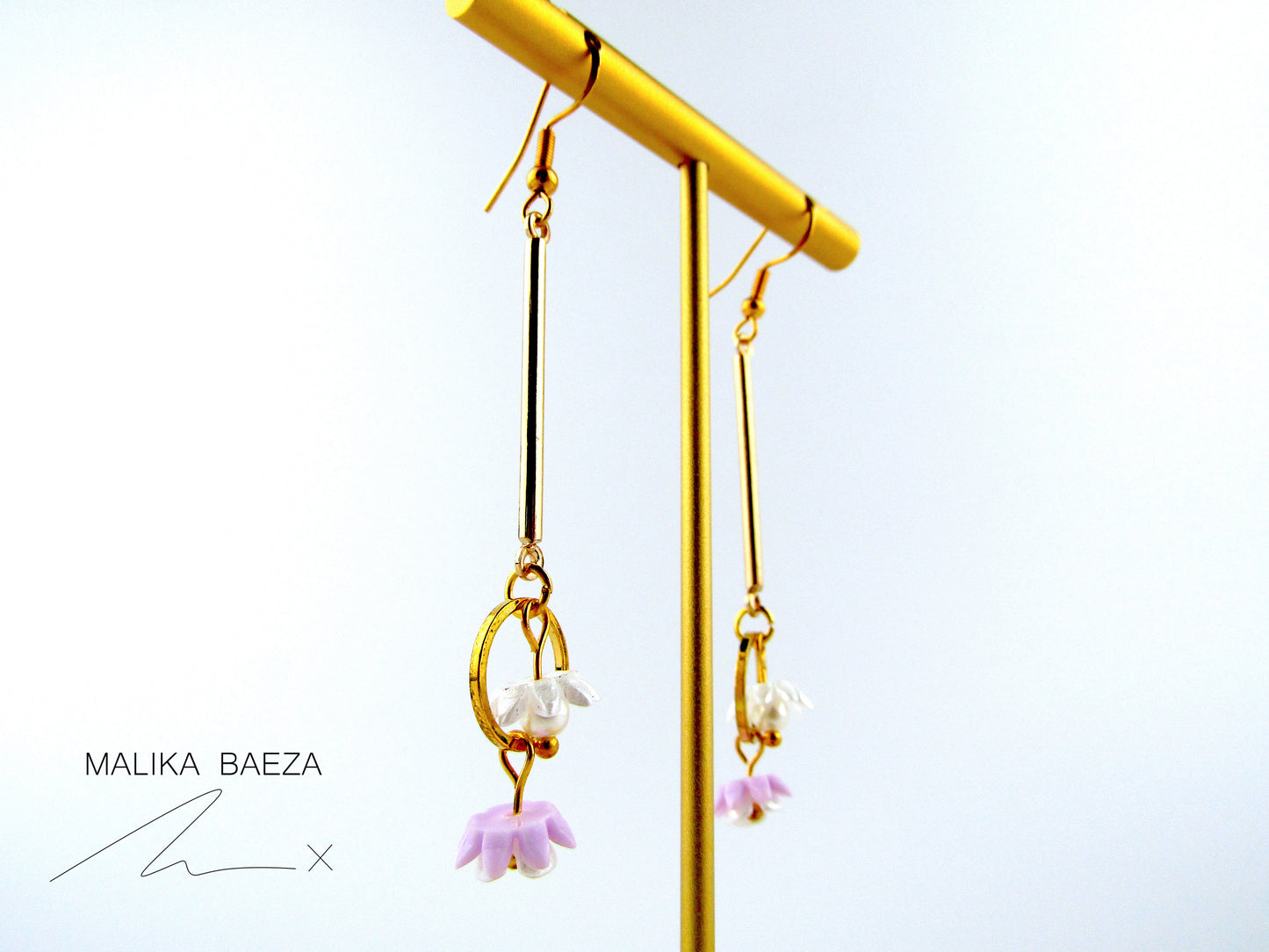 Small Purple Water Lily Earrings