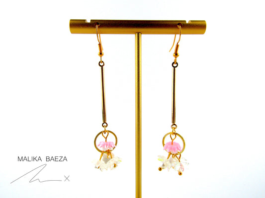 Pink Water Lily Dangle Earrings