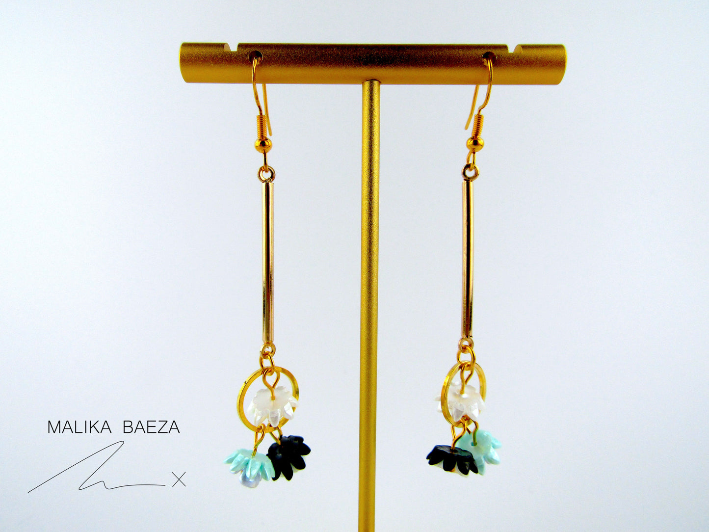 Green Water Lily Dangle Earrings