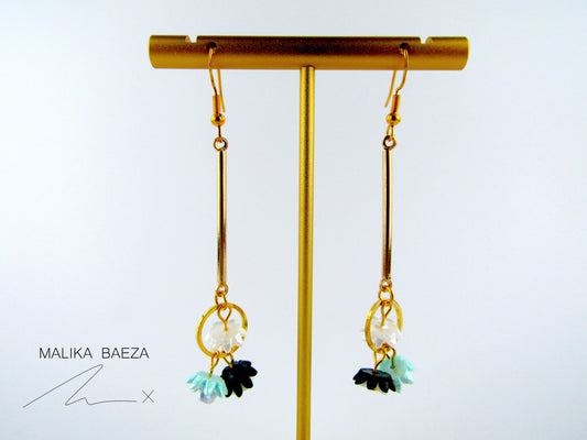 Green Water Lily Dangle Earrings