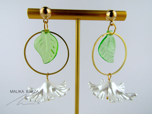 Small White Poinsettia Flower Earrings