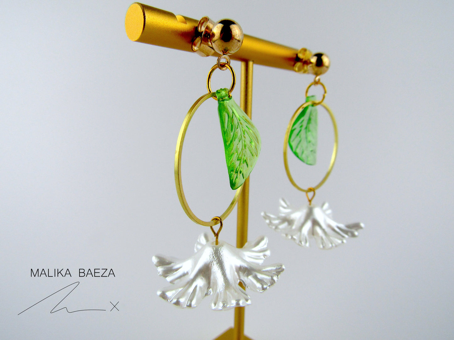 Small White Poinsettia Flower Earrings