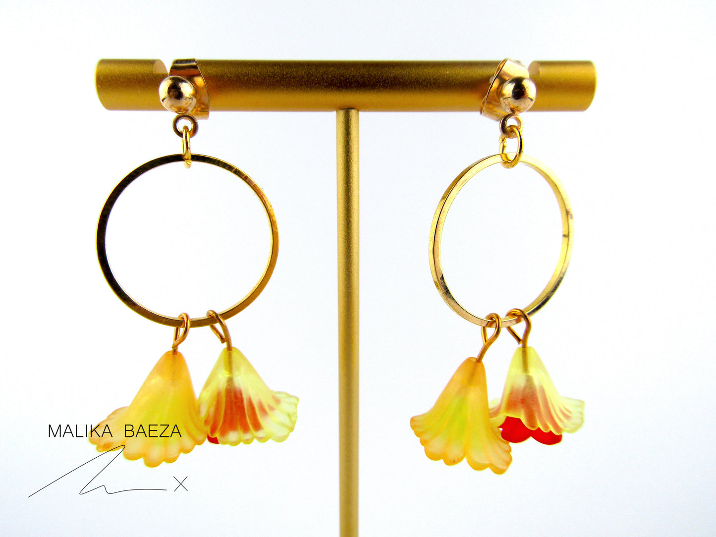 Small Neon Warm Toned Calla Lily Earrings