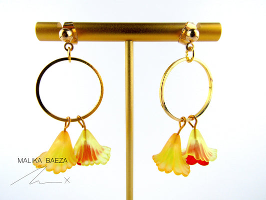 Small Neon Warm Toned Calla Lily Earrings