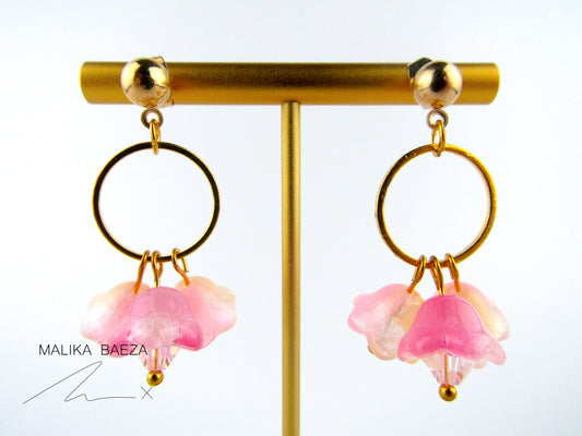 Small Pink Tulip Earrings