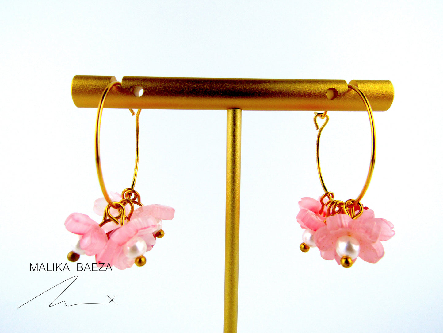 Pink Sakura Hoop Earrings