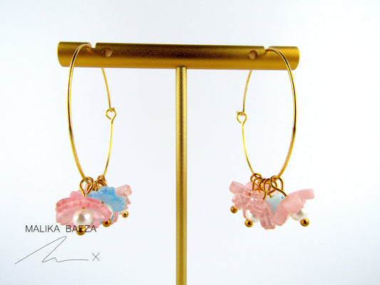 Cotton Candy Sakura Hoop Earrings