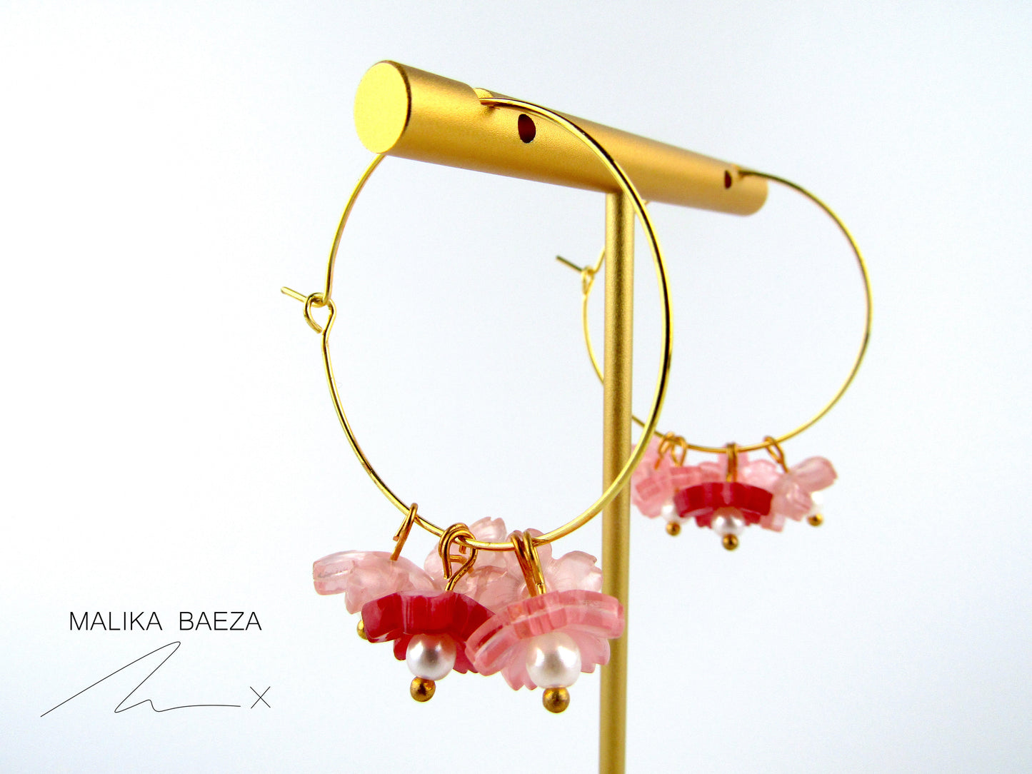 Pink Sakura Hoop Earrings