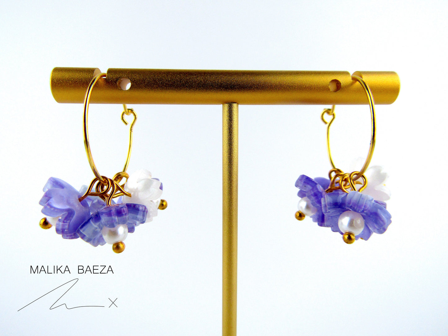 Extra Small Purple Sakura Hoop Earrings