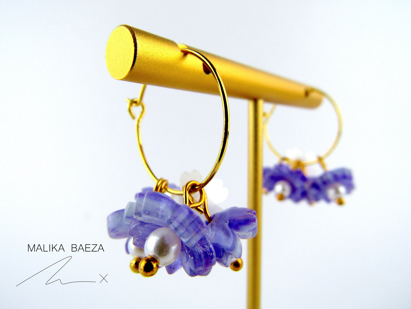 Extra Small Purple Sakura Hoop Earrings