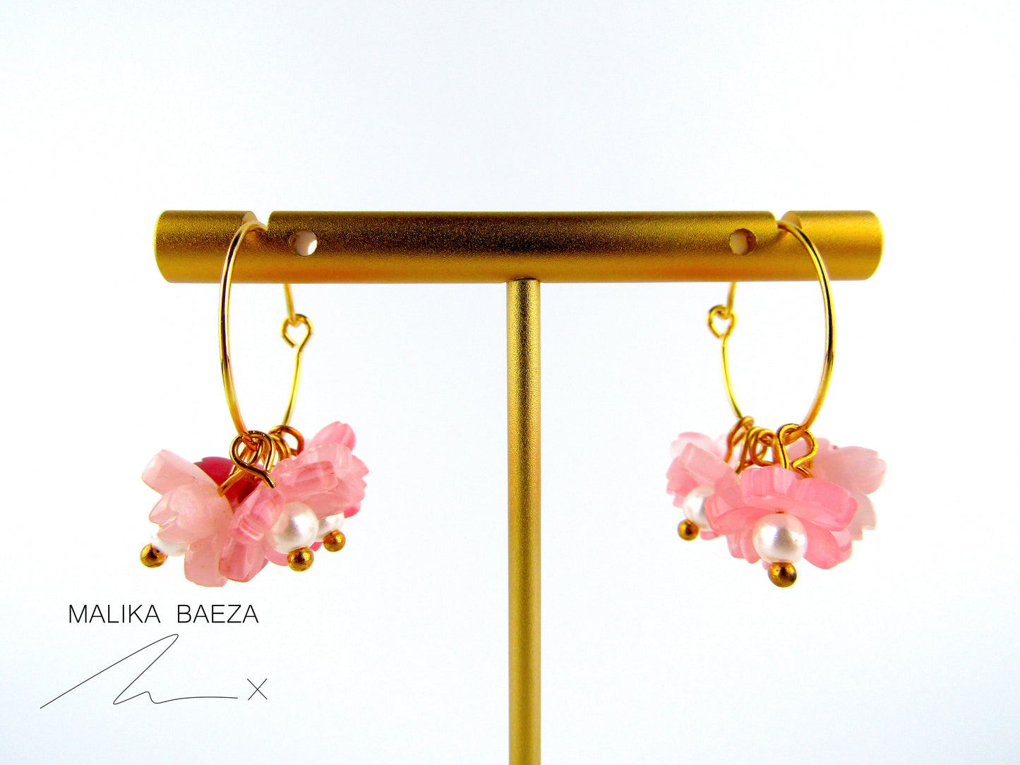 Pink Sakura Hoop Earrings