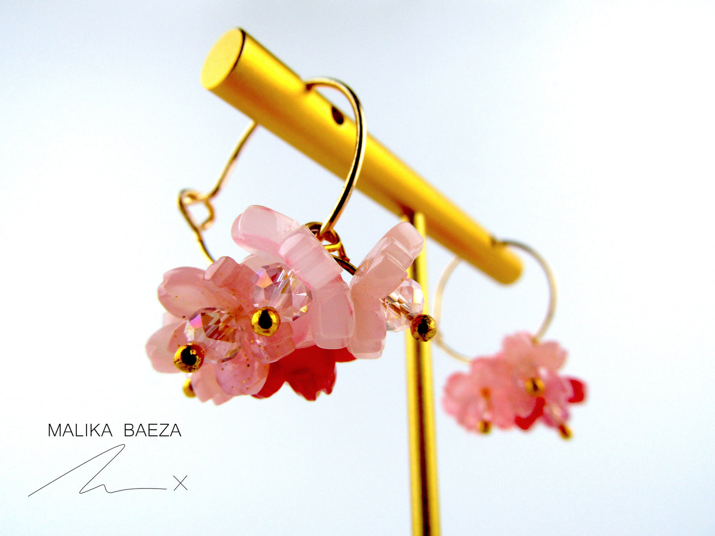 Pink Sakura Hoop Earrings