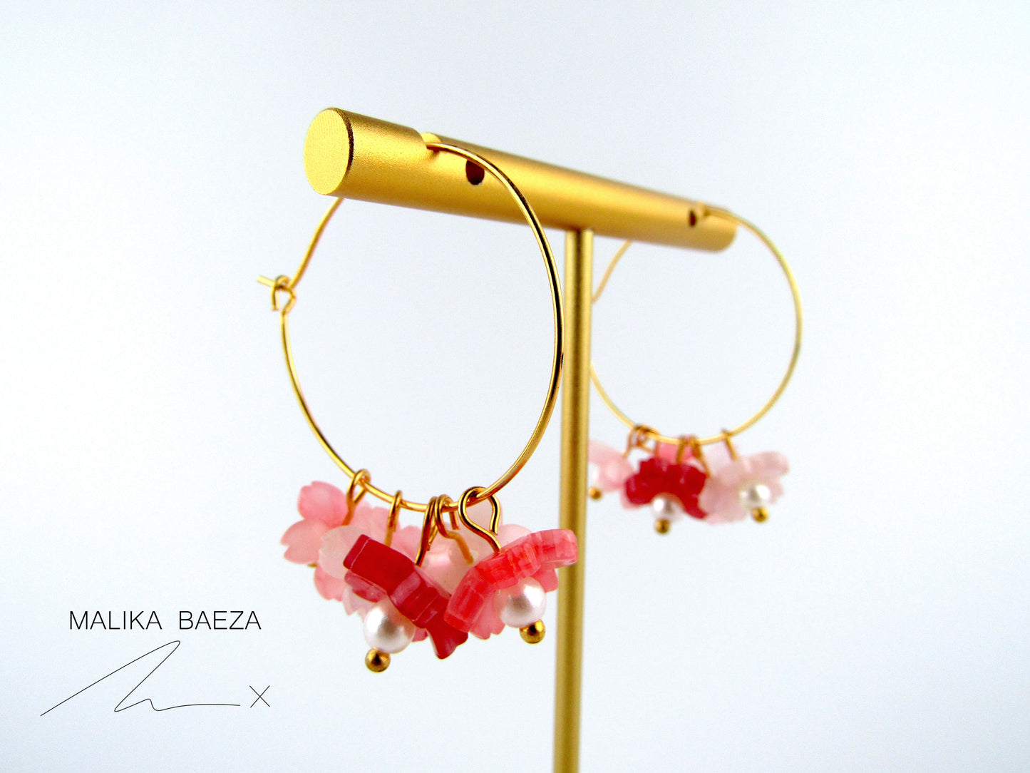 Pink Sakura Hoop Earrings