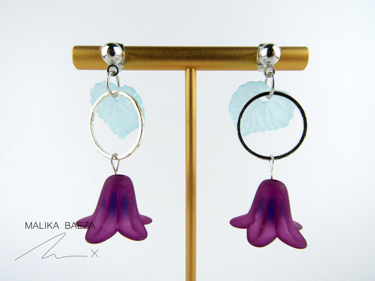 Dark Purple Bell Flower Earrings