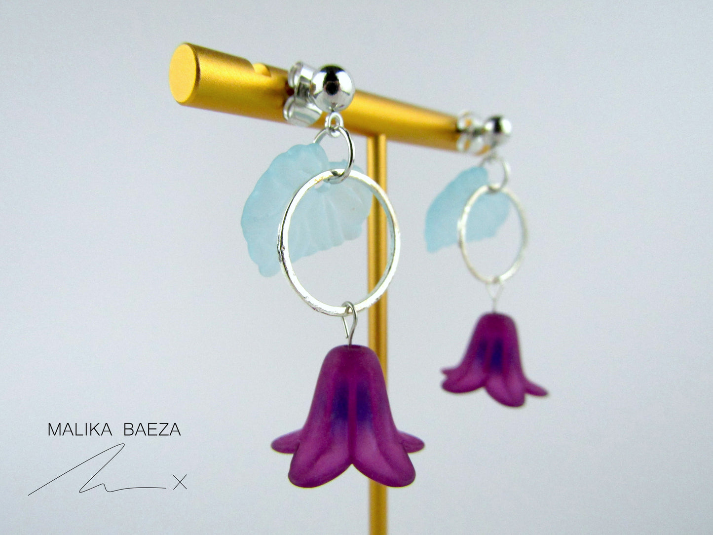 Dark Purple Bell Flower Earrings