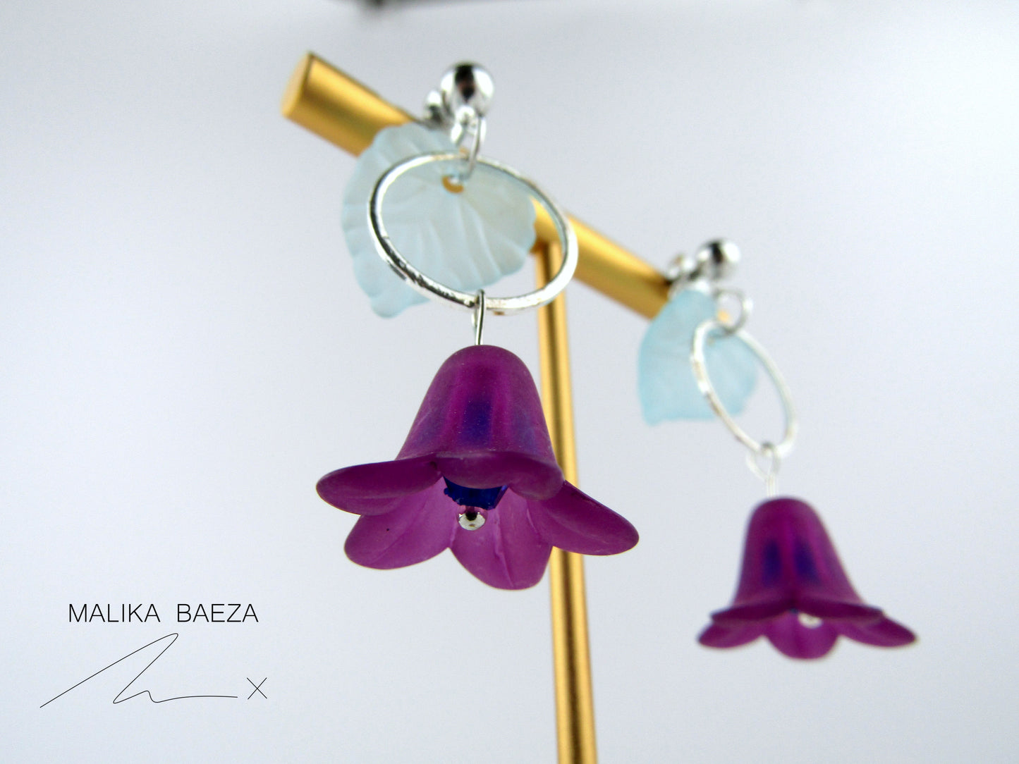 Dark Purple Bell Flower Earrings