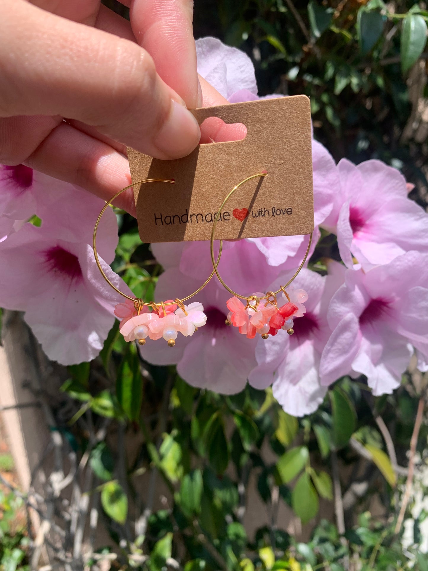 Large sakura blossom hoops