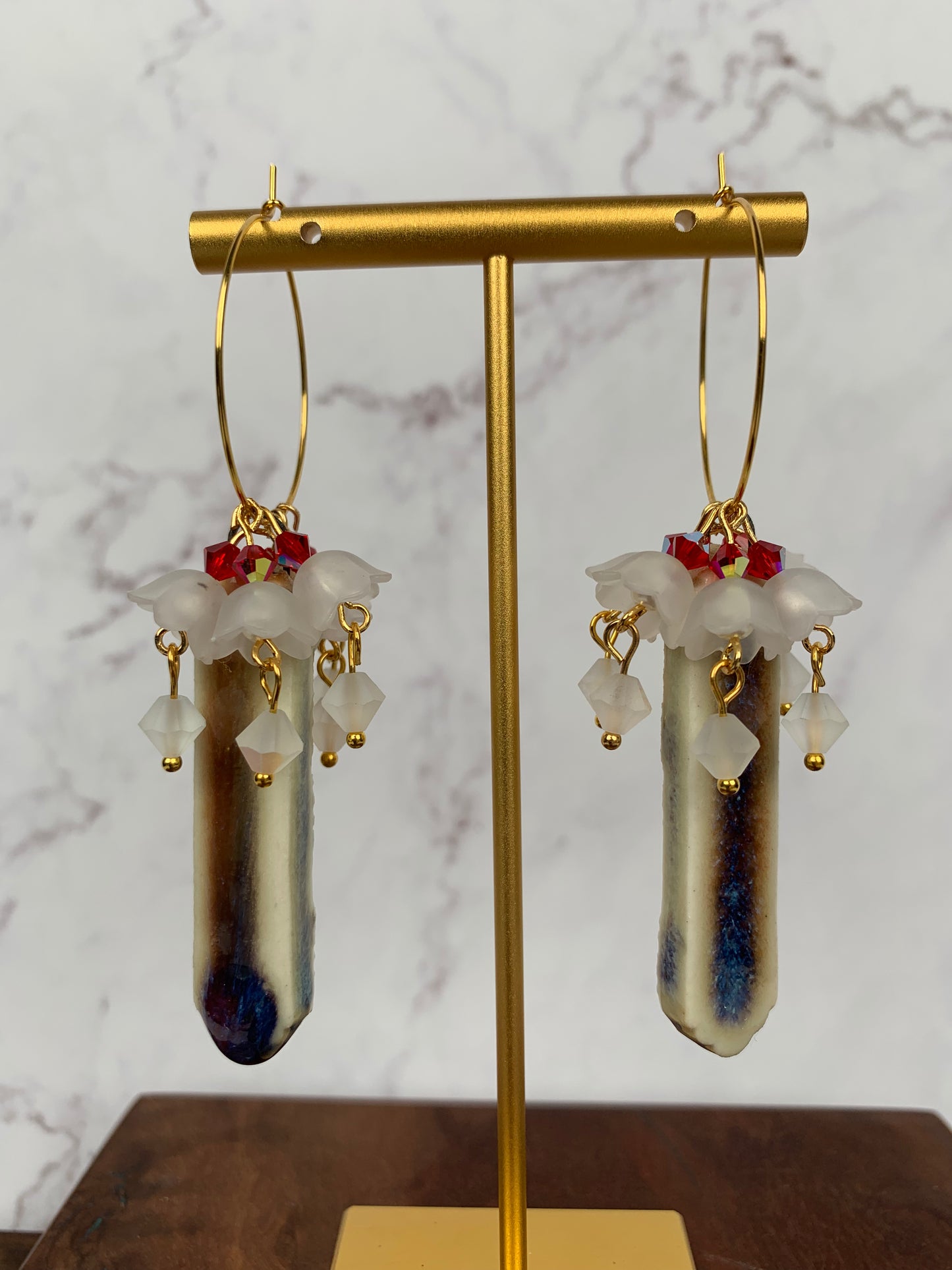 Aspen porcelain lily of the valley hoops