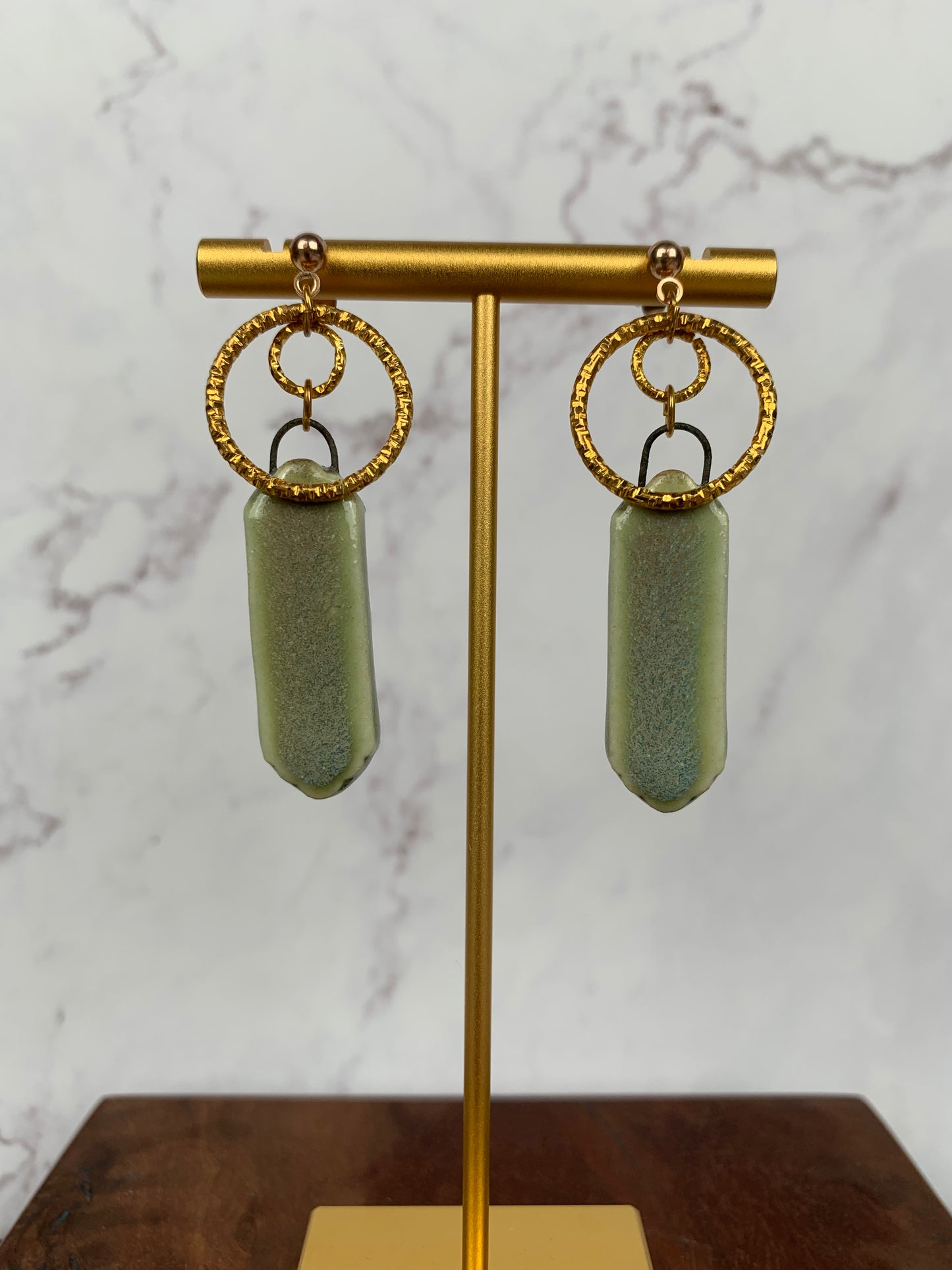 Matcha porcelain dangle earrings