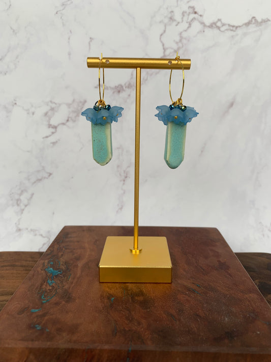 Aqua lily of the valley hoops