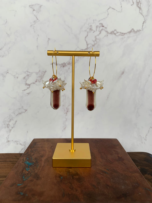 Ox Blood floral porcelain hoops