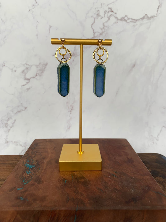 Midnight porcelain dangle earrings