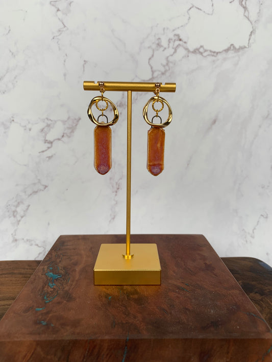 Red porcelain dangle earrings