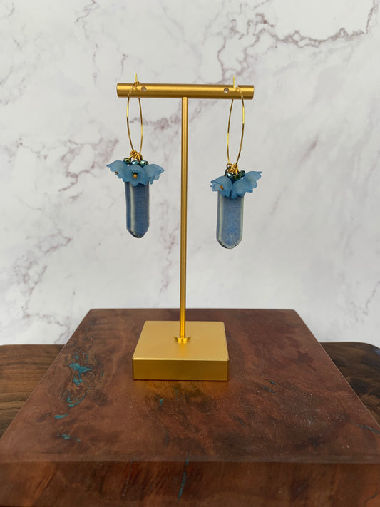 Blue porcelain lily of the valley hoops